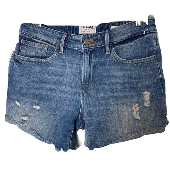 FRAME Le Grand Garcon Short size 26 distressed, rolled hem - Picture 1 of 11